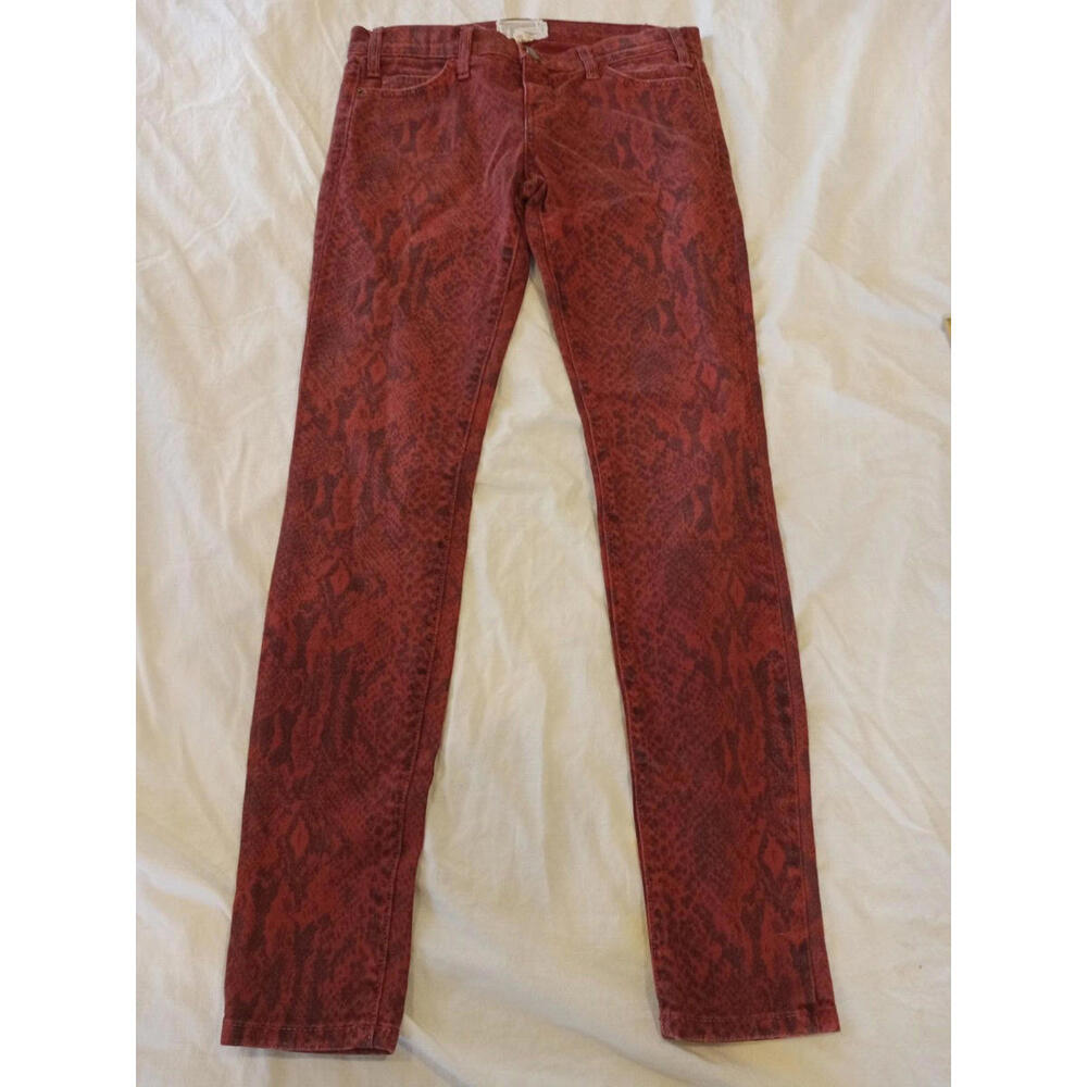 Current Elliott Women's Size 26x29 Ankle Skinny Maroon Reptile Design Jeans A13